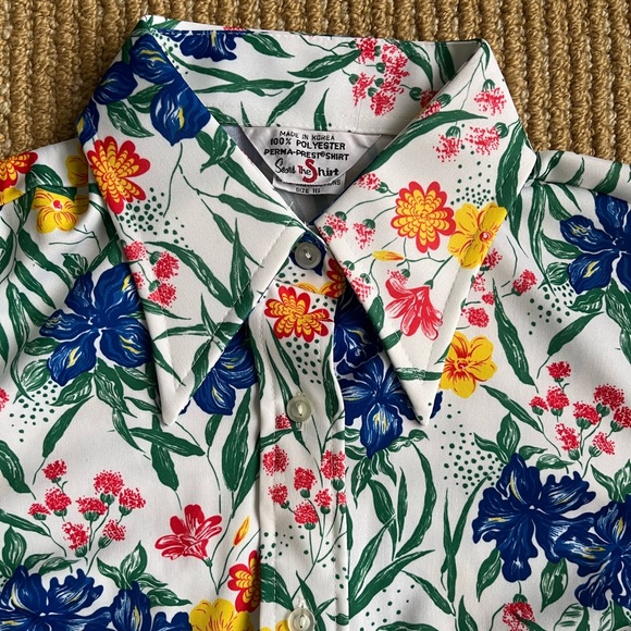 Sears The Shirt made in Korea Vintage Women’s Floral Collard 1970’s Tank Top 16 - Picture 10 of 10